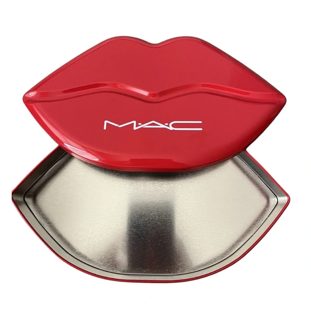 NWT MAC Red Lips Tin Limited Edition Gift Box Case Makeup Organizer